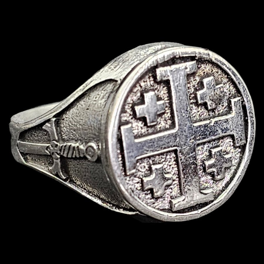Templar Ring Jerusalem Cross Silver 1.8 Cm 14 Gr Art 771 - Bricks Masons