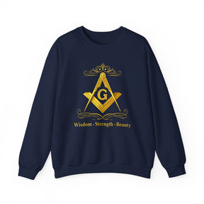 Master Mason Blue Lodge Sweatshirt - Wisdom Strength & Beauty Square & Compass G - Bricks Masons