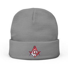 Master Mason Blue Lodge Canada Jurisdiction Beanie - Knit Embroidery Canada Mason Square & Compass G - Bricks Masons
