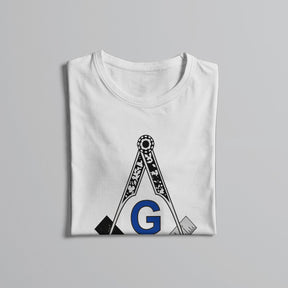 Master Mason Blue Lodge T-shirt -  Black White Blue Polyester Square & Compass G