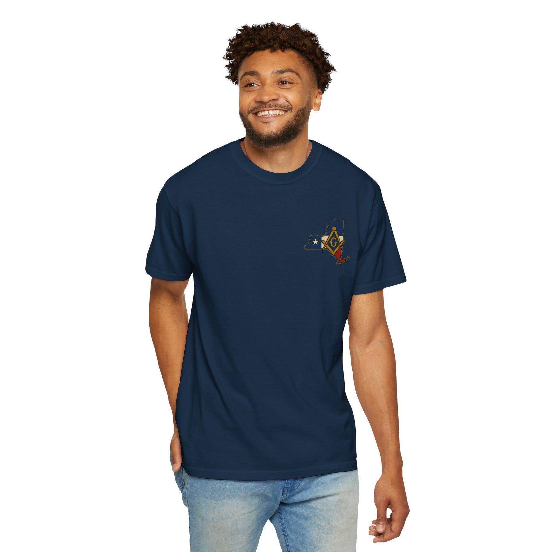 Master Mason Blue Lodge T-Shirt - Garment-Dyed New York Mason - Bricks Masons