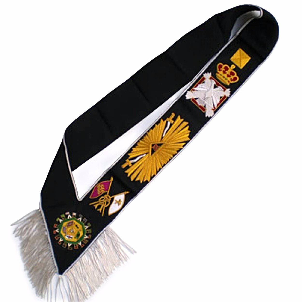 32nd DegreeS cottish Rite Sash - Black Moire with Silver Border