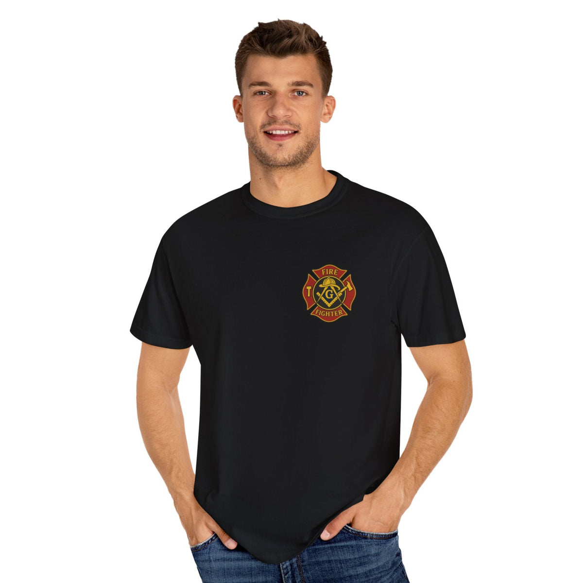 Master Mason Blue Lodge T-Shirt - Firefighter Mason Garment-Dyed Tee - Bricks Masons