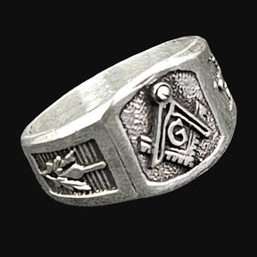 Masonic Master Degree Silver Ring Freemasonry 7 Gr 1.5 Cm Art 892 - Bricks Masons