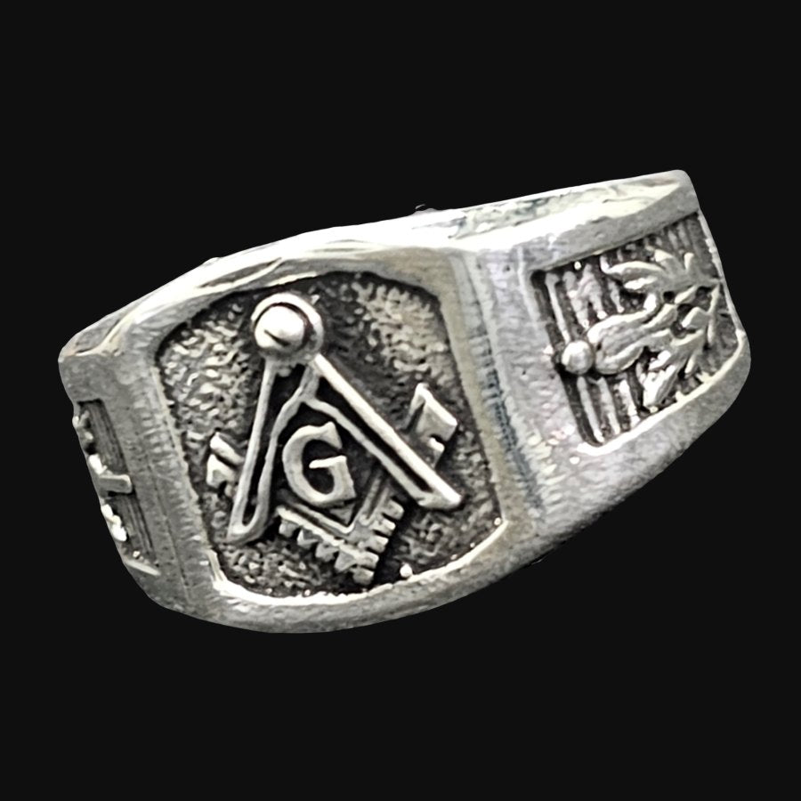 Masonic Master Degree Silver Ring Freemasonry 7 Gr 1.5 Cm Art 892 - Bricks Masons