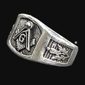 Masonic Master Degree Silver Ring Freemasonry 7 Gr 1.5 Cm Art 892 - Bricks Masons