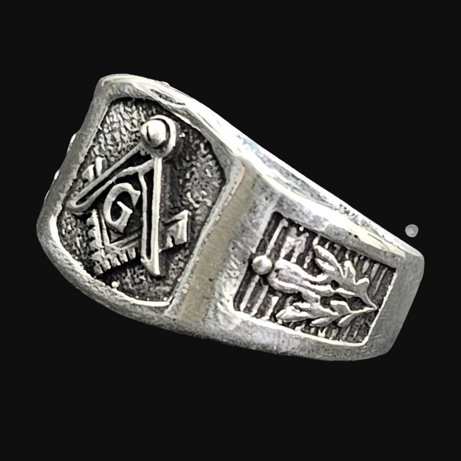 Masonic Master Degree Silver Ring Freemasonry 7 Gr 1.5 Cm Art 892 - Bricks Masons