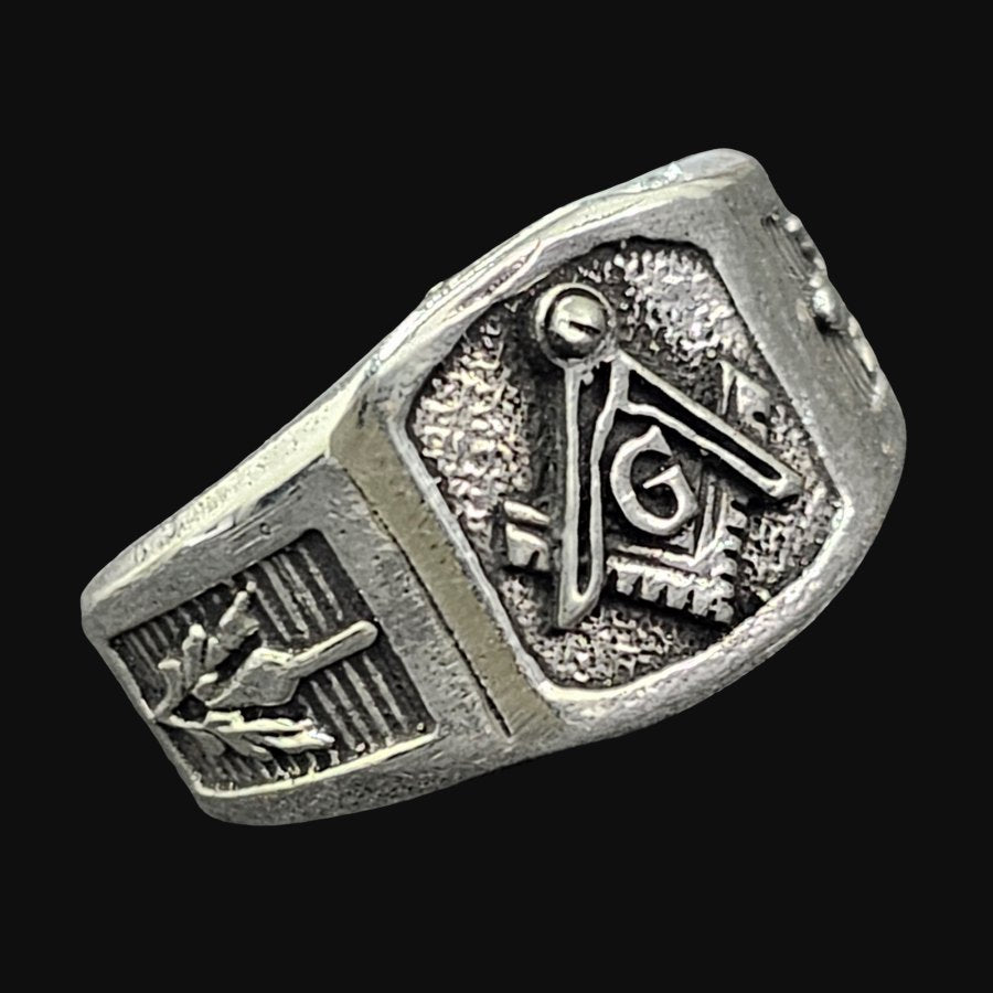 Masonic Master Degree Silver Ring Freemasonry 7 Gr 1.5 Cm Art 892 - Bricks Masons