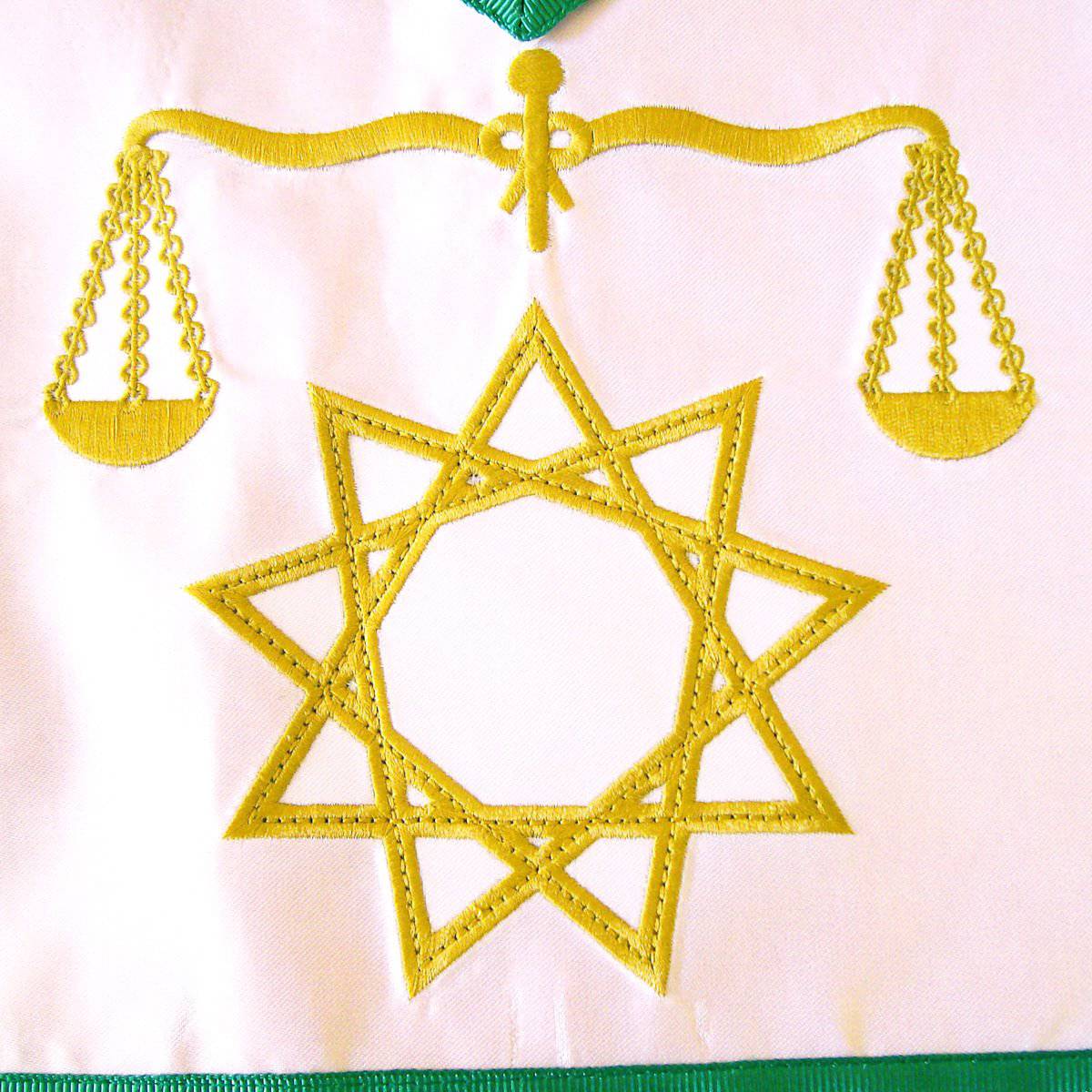8th Degree Scottish Rite Apron - White with Green Borders - Bricks Masons