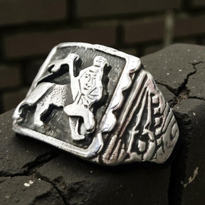 Rastafari Ring Leon Judah Silver 8 Gr 1.5 Cm Art 900 - Bricks Masons