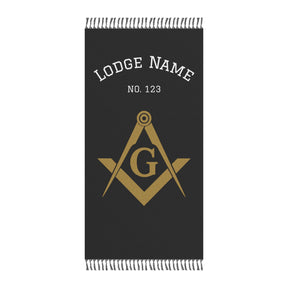 Master Mason Blue Lodge Towel - Black Polyester Customizable Beach Cloth - Bricks Masons