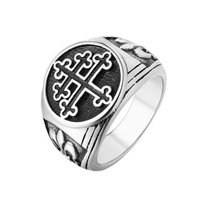 33rd Degree Scottish Rite Ring - Steel Color Titanium Steel Cross - Bricks Masons