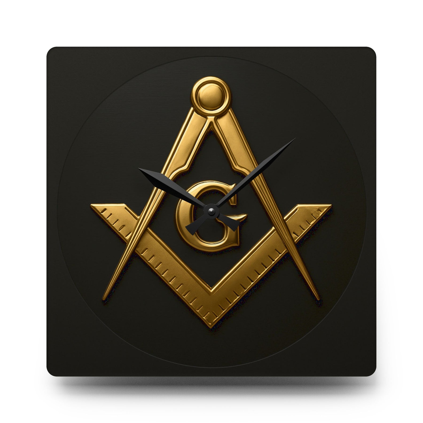 Master Mason Blue Lodge Clock - Square & Compass G Center Piece on Acrylic - Bricks Masons