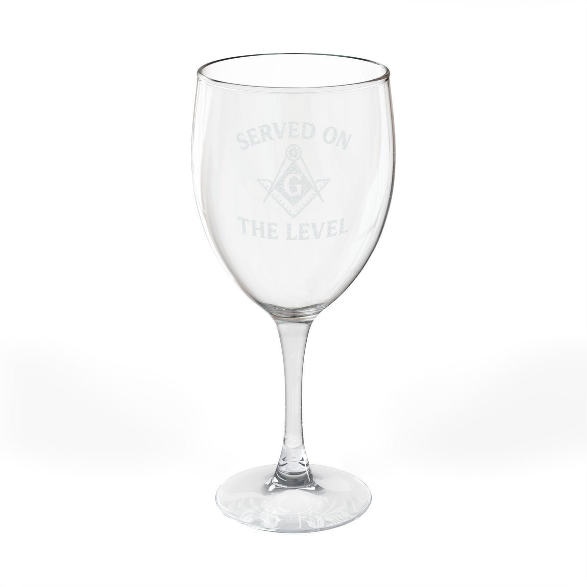 Master Mason Blue Lodge Wine Glass - Served On The Level Square & Compass G - Bricks Masons