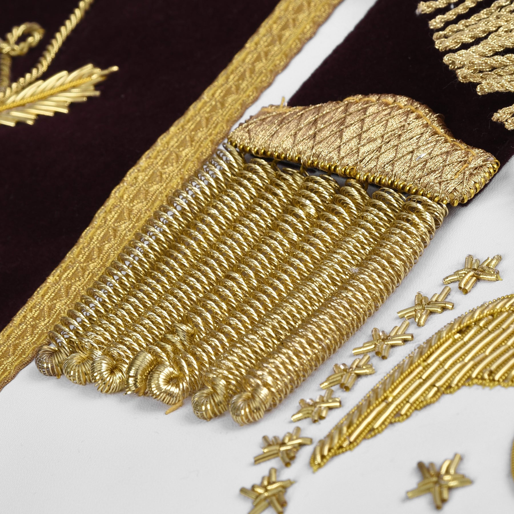 95th Degree Memphis Misraim Apron - Maroon Velvet With Gold Hand Embroidery Bullion - Bricks Masons