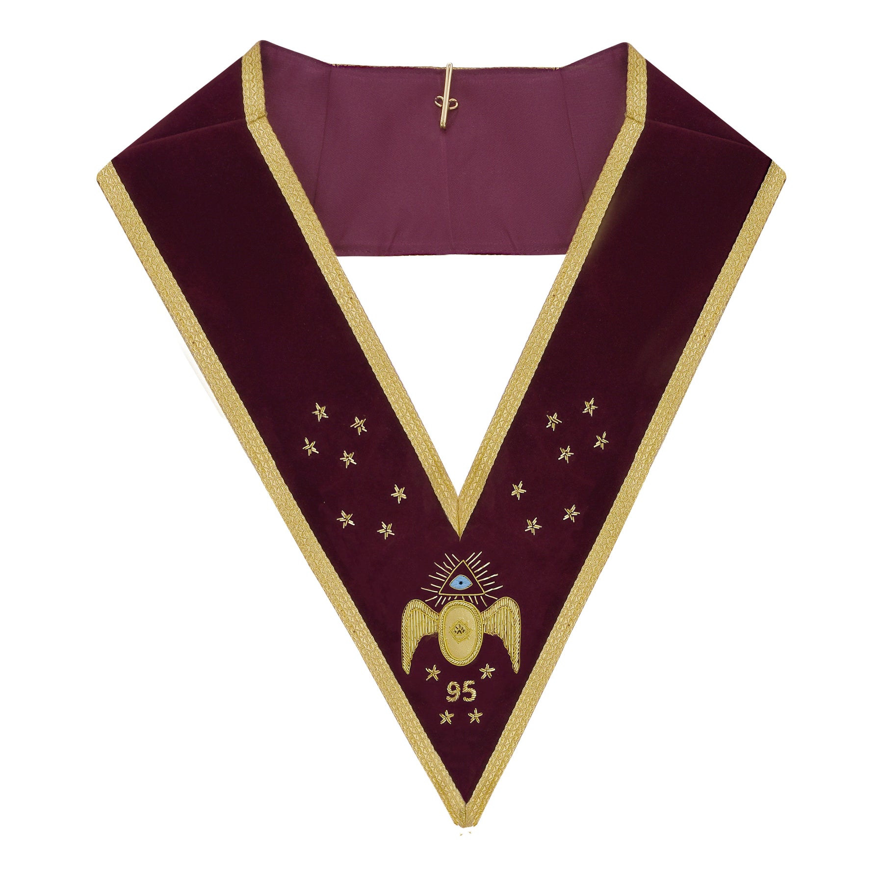 95th Degree Memphis Misraim Regalia Set - Burgundy & Gold Hand Embroidery - Bricks Masons