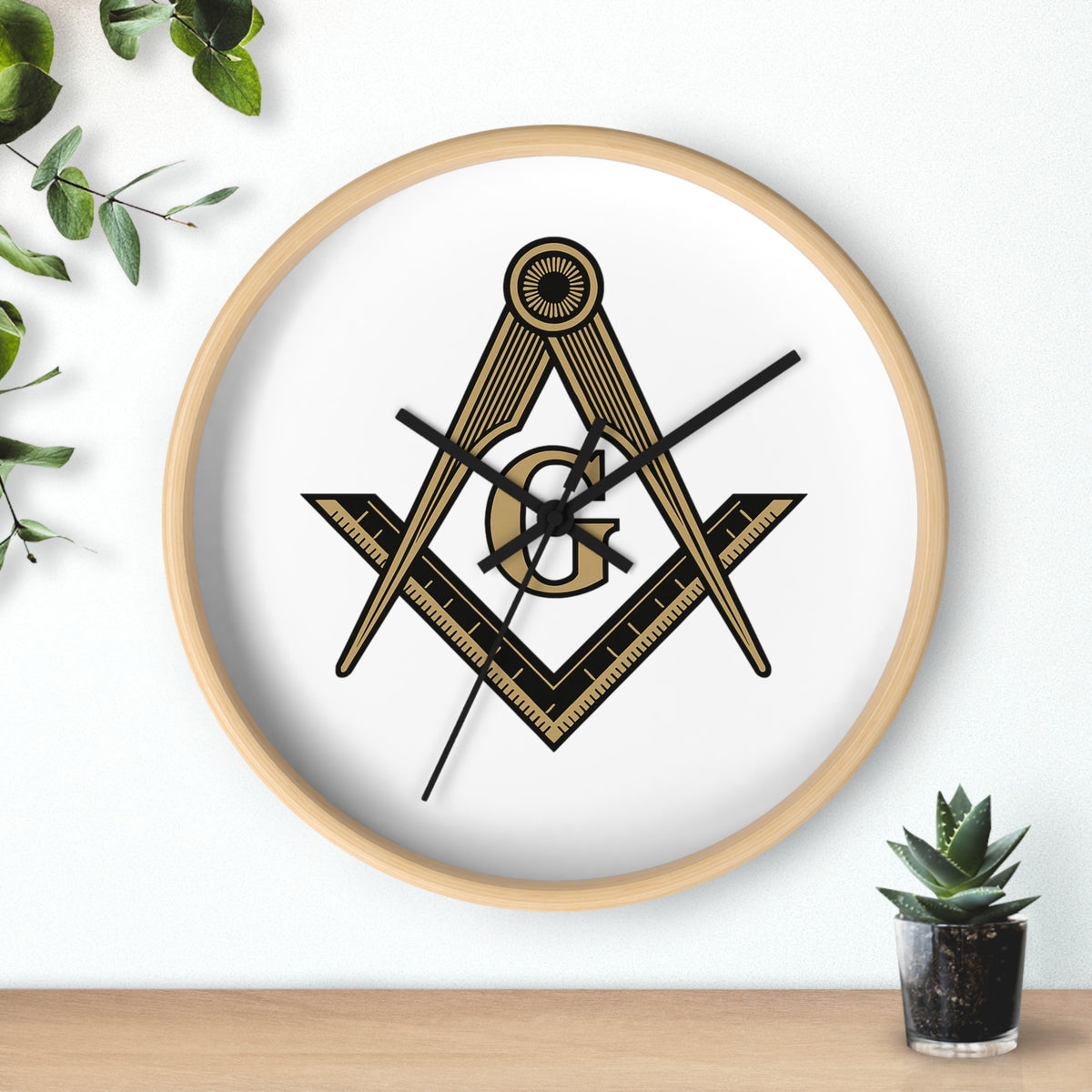 Master Mason Blue Lodge Clock - Distinguished S&C G on White Dial - Bricks Masons