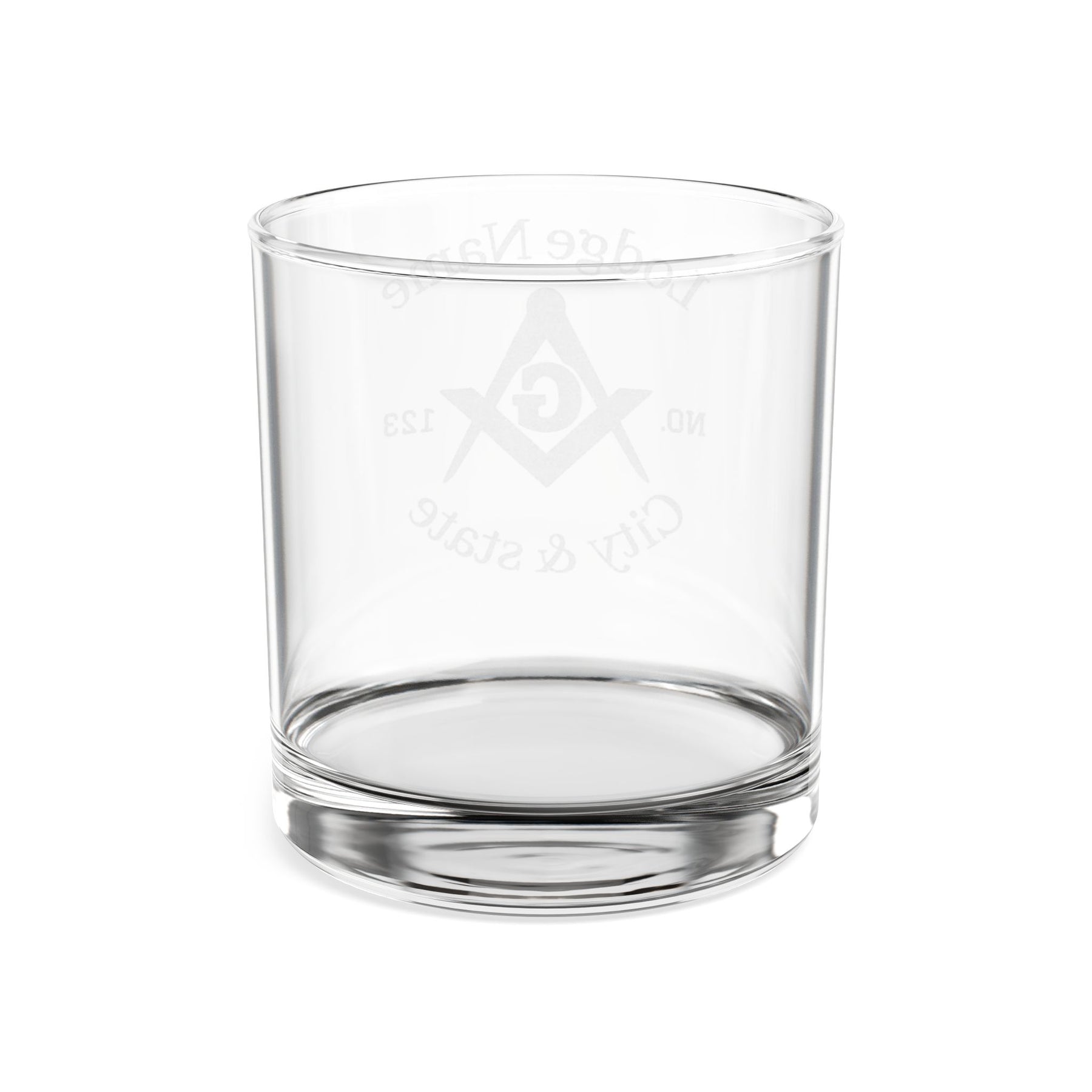 Master Mason Blue Lodge Whiskey Glass - Square & Compass G with Personalization
