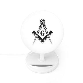 Master Mason Blue Lodge Wireless Charger - White with Square & Compass G