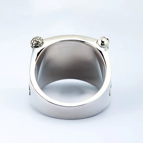 Past Master Blue Lodge Ring - Quadrant & Compass Sun with Twin Pillars Sterling Silver - Bricks Masons