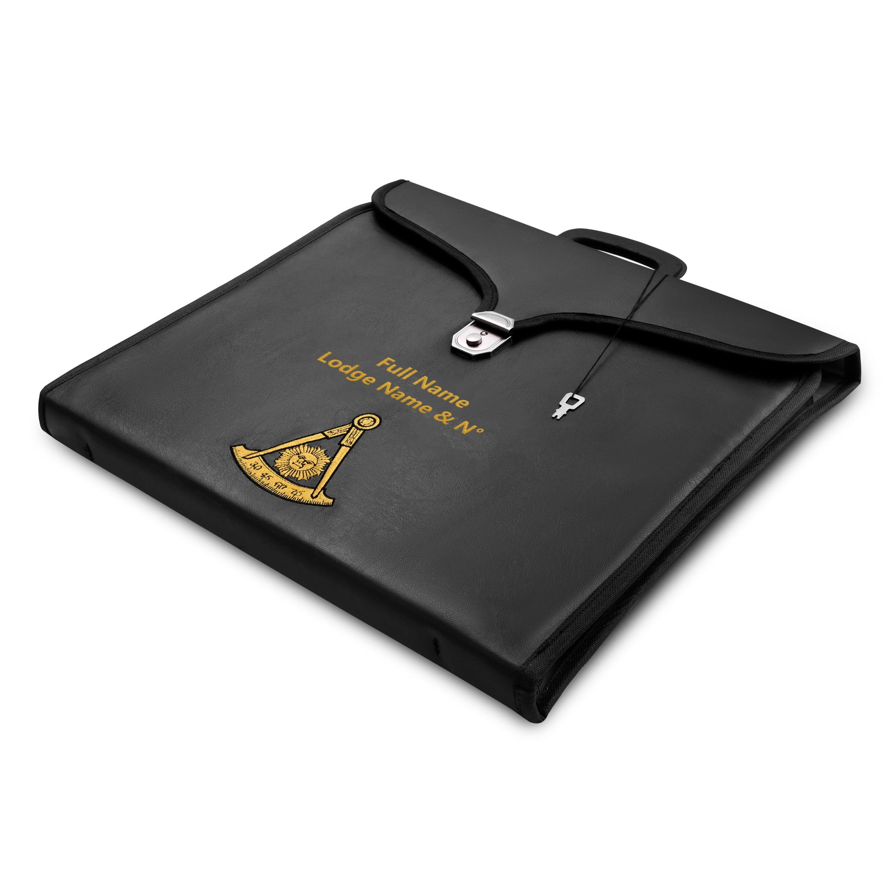 Past Master Blue Lodge Apron Case - Black Imitation Leather MM, WM, Provincial - Bricks Masons