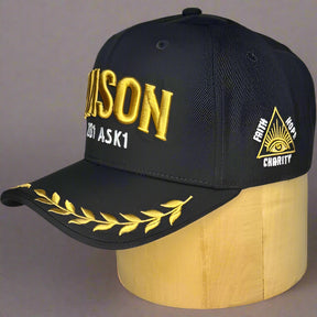 Master Mason Blue Lodge Baseball Cap - Golden Thread Embroidery 2B1 ASK1 - Bricks Masons