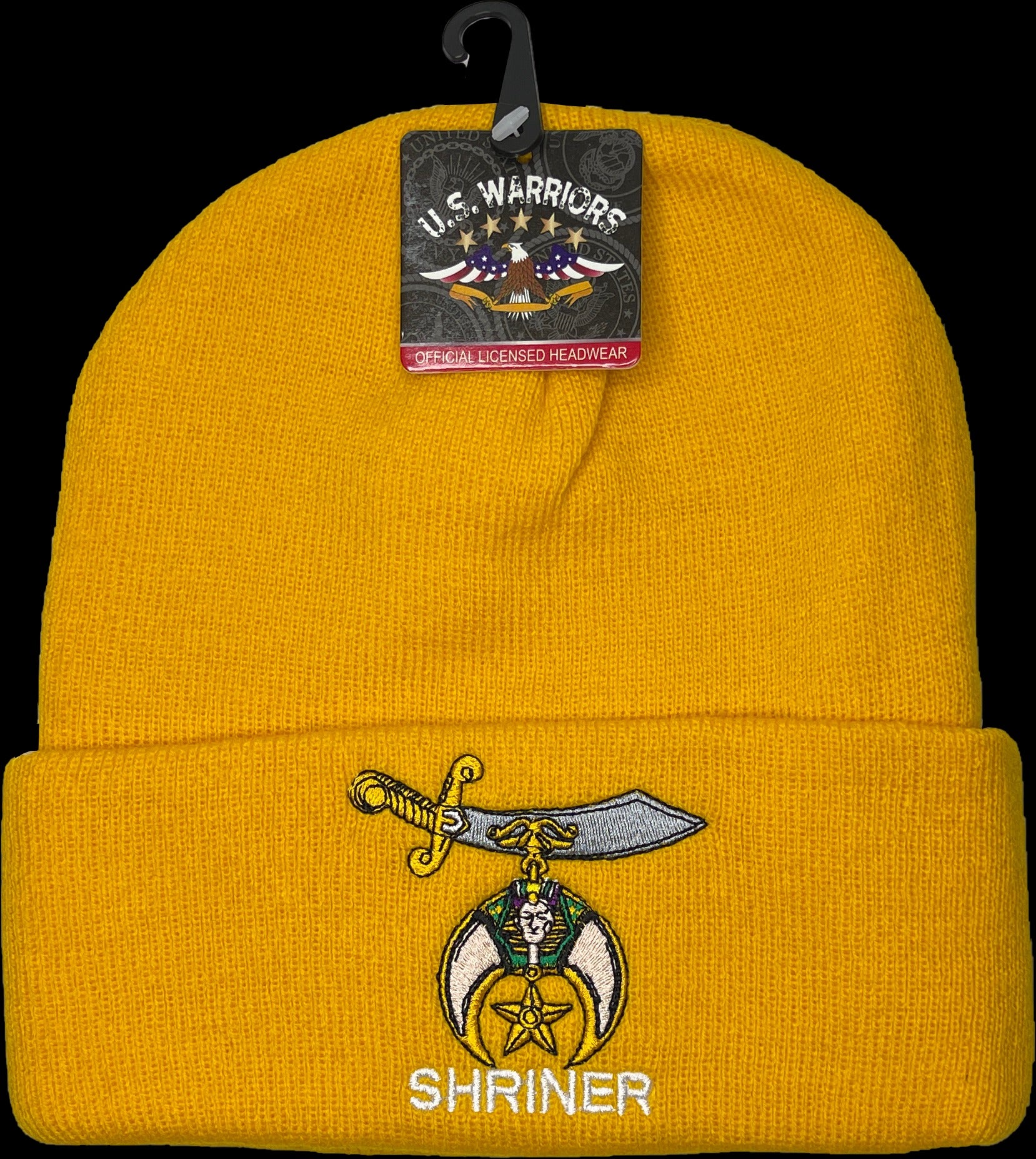 Shriners Beanie - Yellow Knit Fabric With Cuff - Bricks Masons