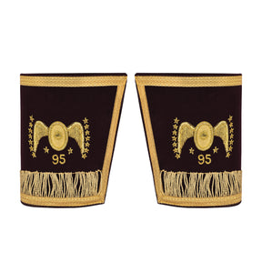 95th Degree Memphis Misraim French Regulation Cuff - Maroon Velvet Golden Braid Hand Embroidered