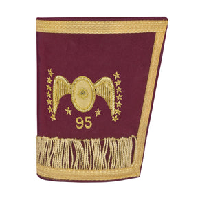 95th Degree Memphis Misraim French Regulation Cuff - Burgundy Velvet Golden Braid Hand Embroidered