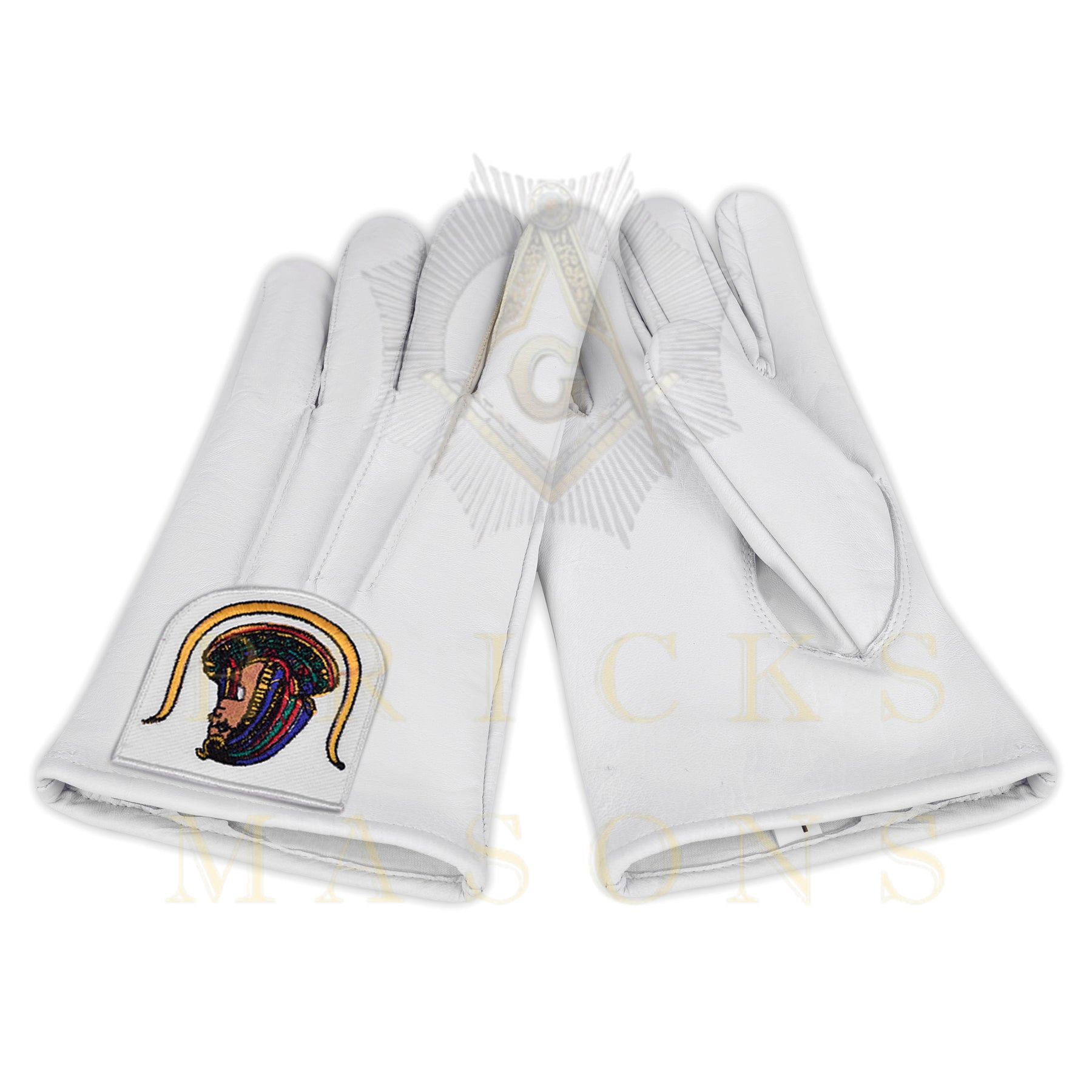 DOI Gloves - White Leather York Rite - Bricks Masons