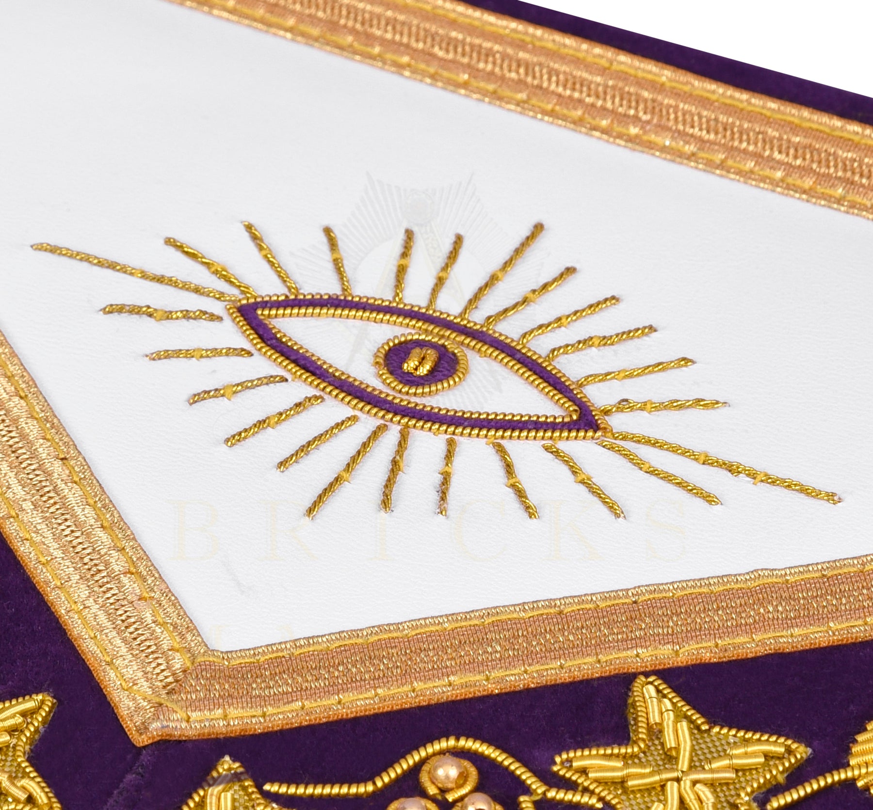 Grand Master Blue Lodge Apron - Customizable Emblem Premium Quality Purple Velvet Gold Bullion & Fringe - Bricks Masons