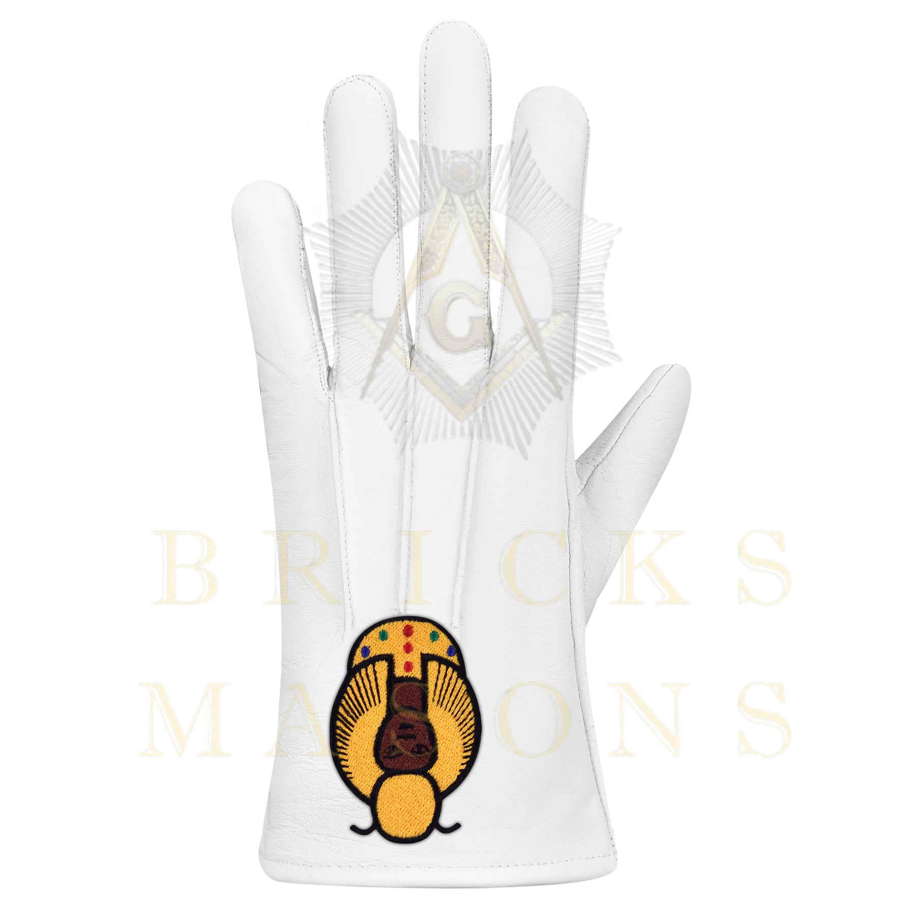 DOI Gloves - White Leather Yellow Patch - Bricks Masons
