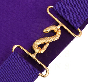 Grand Master Blue Lodge Apron - Customizable Emblem Premium Quality Purple Velvet Gold Bullion & Fringe - Bricks Masons