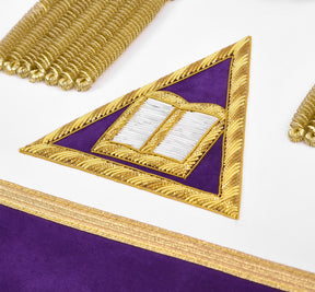 Chaplain Royal Arch Chapter Officer Apron - Purple Velvet with Bullion Hand Embroidery - Bricks Masons