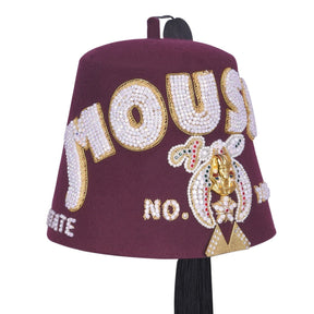 Shriners Fez Hat - Burgundy Wool Rhinestones Letters (5 rows as pictured)