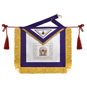 Master Mason Blue Lodge Apron - Purple Ribbon With Machine Embroidery Bullion And Tassels