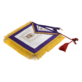 Master Mason Blue Lodge Apron - Purple Ribbon With Machine Embroidery Bullion And Tassels