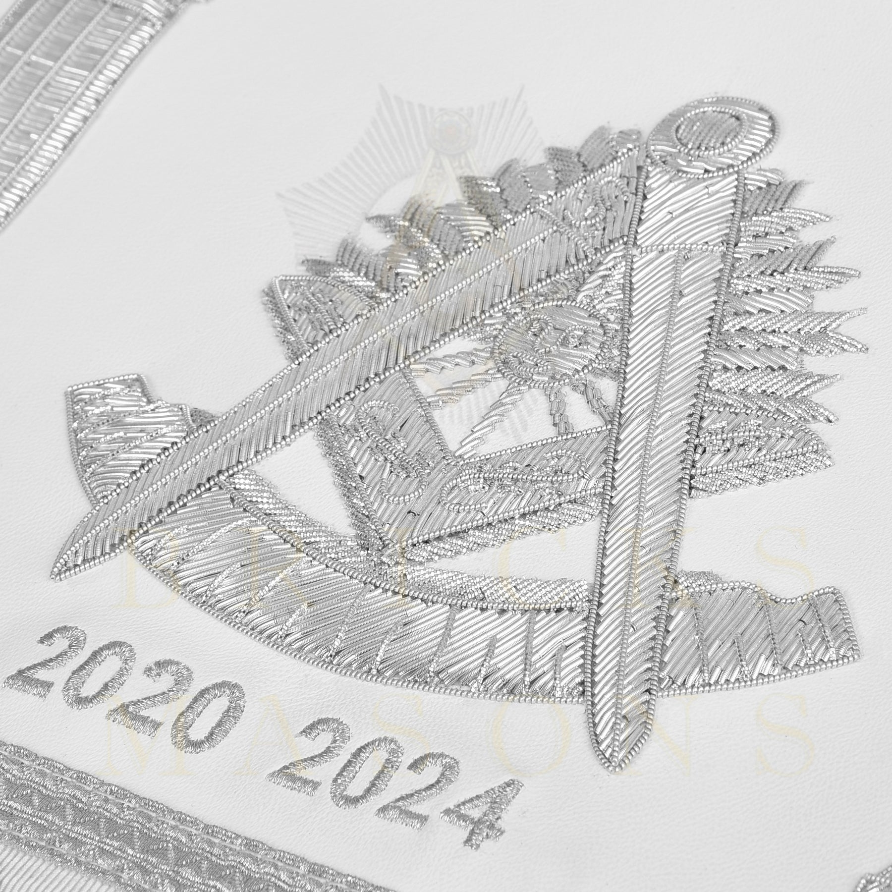 Past Master Blue Lodge Apron - Bullion With Wreath & Pillars - Bricks Masons