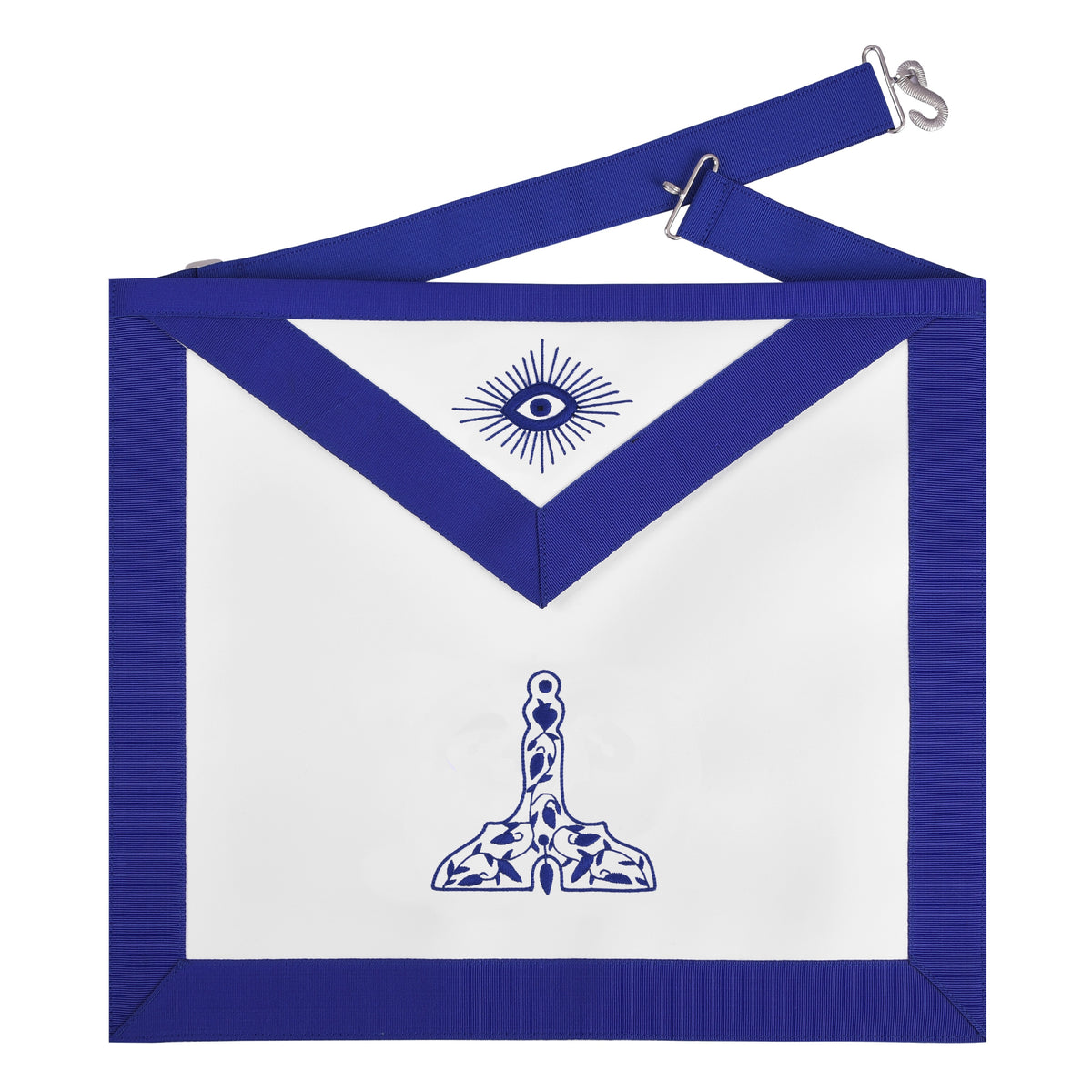 Senior Warden Blue Lodge Officer Apron - Royal Blue With Waist Belt - Bricks Masons