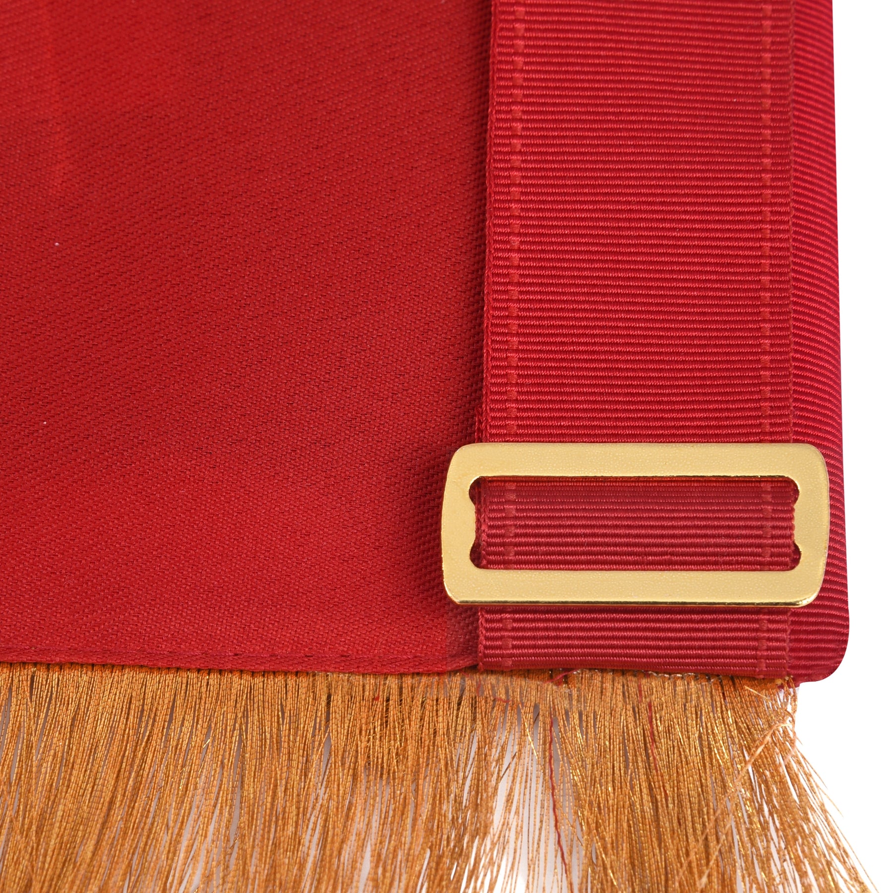 Master Mason Blue Lodge Apron - Red Ribbon Golden Bullion With Wreath & Fringe - Bricks Masons