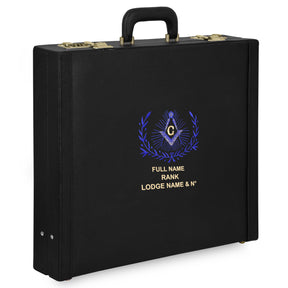 Master Mason Blue Lodge Apron Case - Blue Square & Compass With Wreath - Bricks Masons