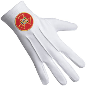 Past High Priest Royal Arch Chapter Glove - Pure Cotton With Red Round Patch - Bricks Masons