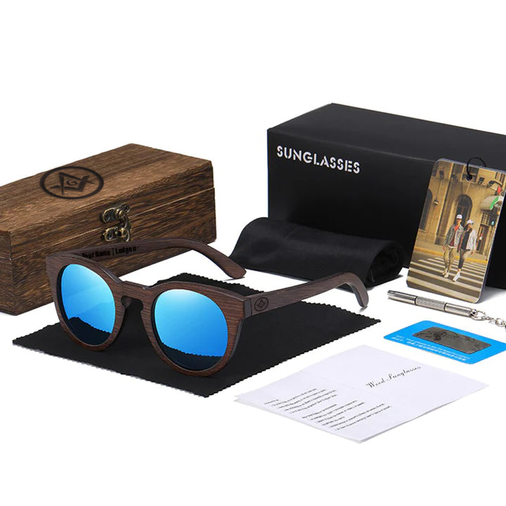 Master Mason Blue Lodge Sunglasses - Various UV Lenses Colors - Bricks Masons