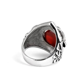 Knights Templar Commandery Ring - Red Stone Cross Silver and Gold