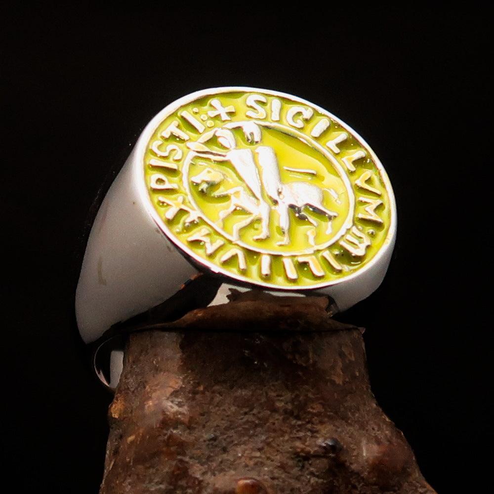 Knights Templar Commandery Ring - Yellow Sigillum MilItum XPISTI Sterling Silver