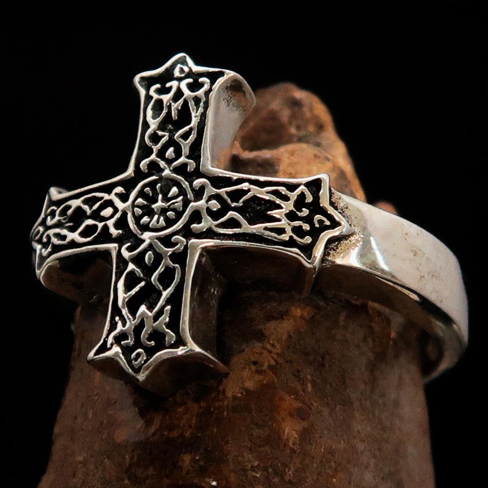 Knights Templar Commandery Ring - Silver & Black Cross Sterling Silver