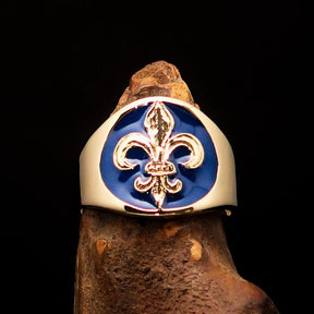 Knights Templar Commandery Ring - Blue Knight Fleur De Lis Cross