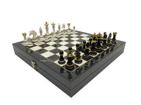 Grand Master Blue Lodge Chess Set - Black Marble Pattern - Bricks Masons