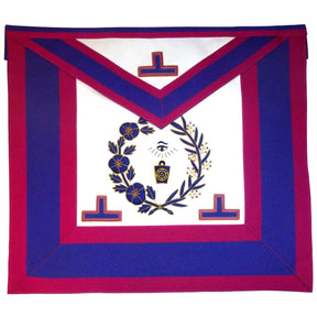 Grand Officers Mark English Regulation Apron - Pink & Blue Hand Embroidery