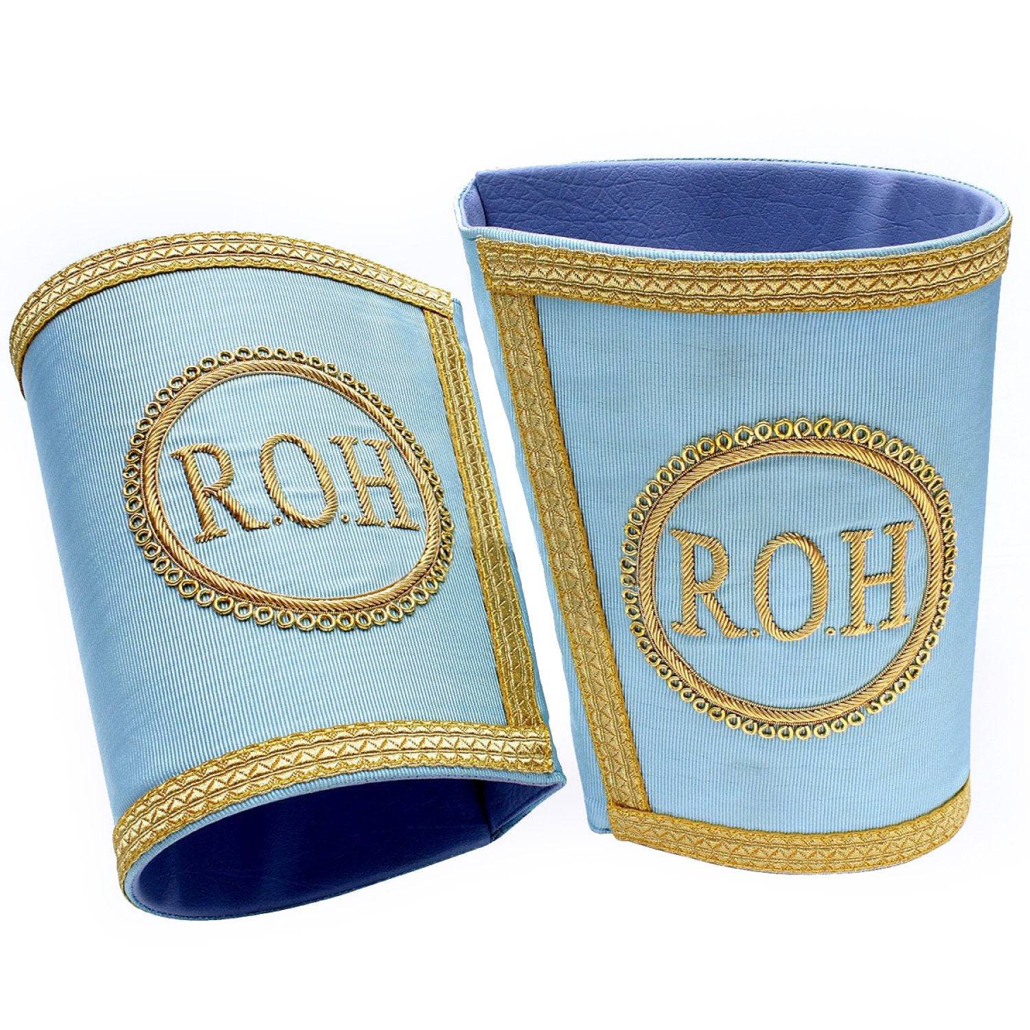 Royal Antediluvian Order of Buffaloes R.A.O.B. Cuff - Sky Blue Hand Embroidered